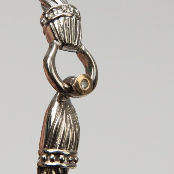 14K White Gold + 925 Sterling Silver Cable Buckle Bracelet Designer Style - Picture 6 of 9